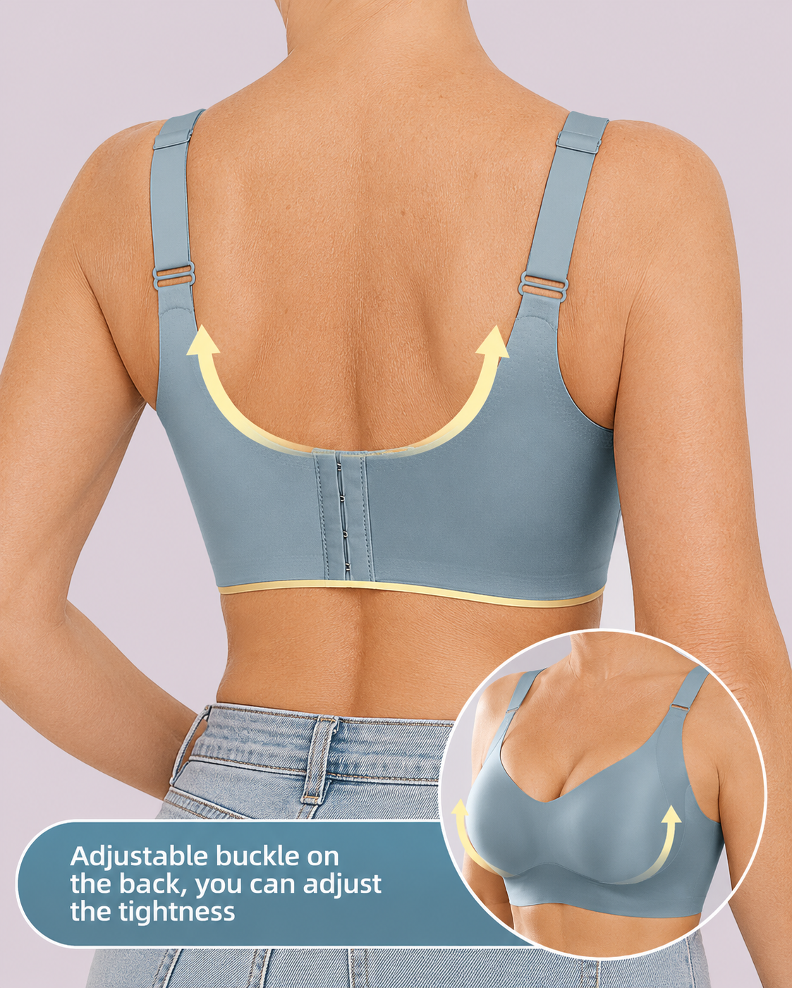 Wireless Lift Satin Wide-Strap Support Bra