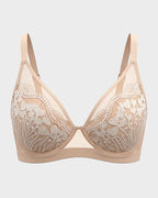 Floral Lace Plunge V-Neck Support Bra