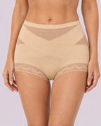 Tummy-Smoothing Crossover Mesh Lace Shaping Boyshorts