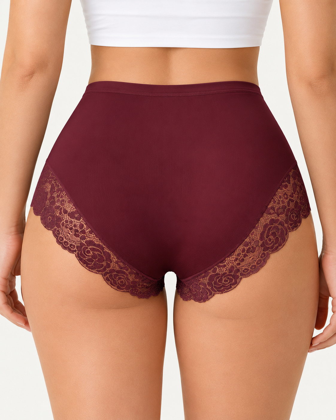 Floral Lace Trim Full Coverage Panties