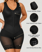 Firm Tummy Control Breathable Zip Front Bodysuit Shapewear