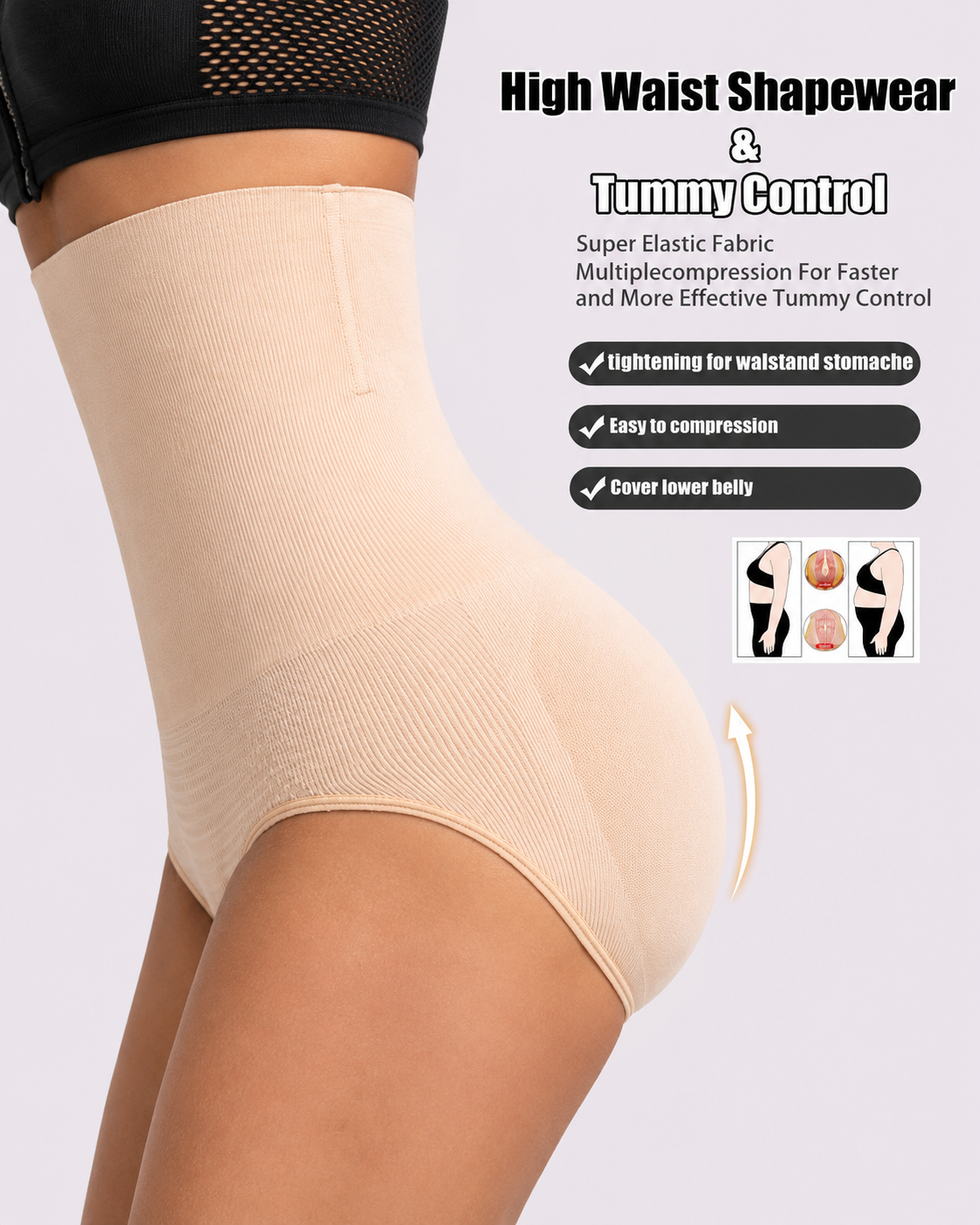 Waist-Slimming High-Rise Ribbed Butt-Lift Shaping Panties