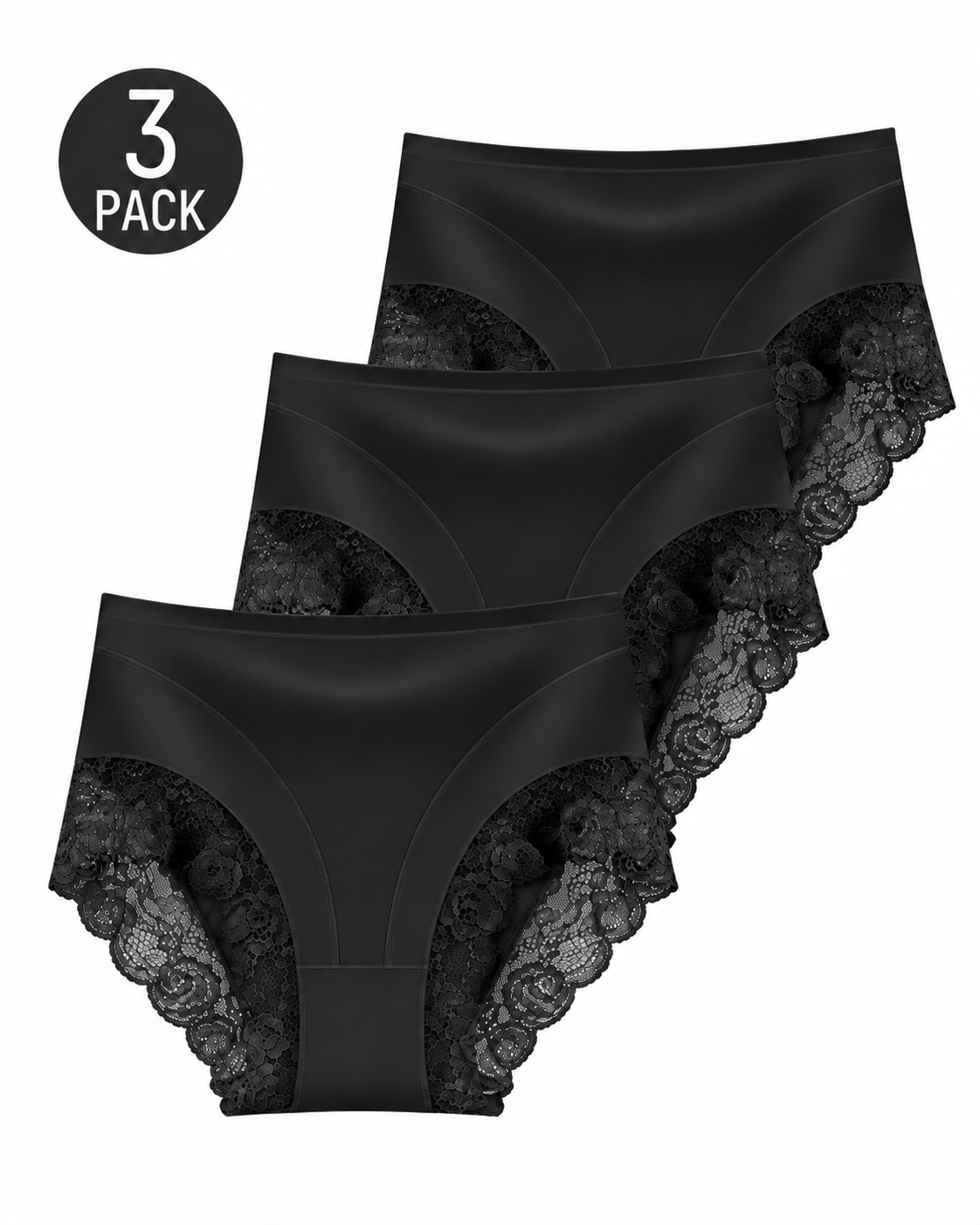Floral Lace Trim Full Coverage Panties