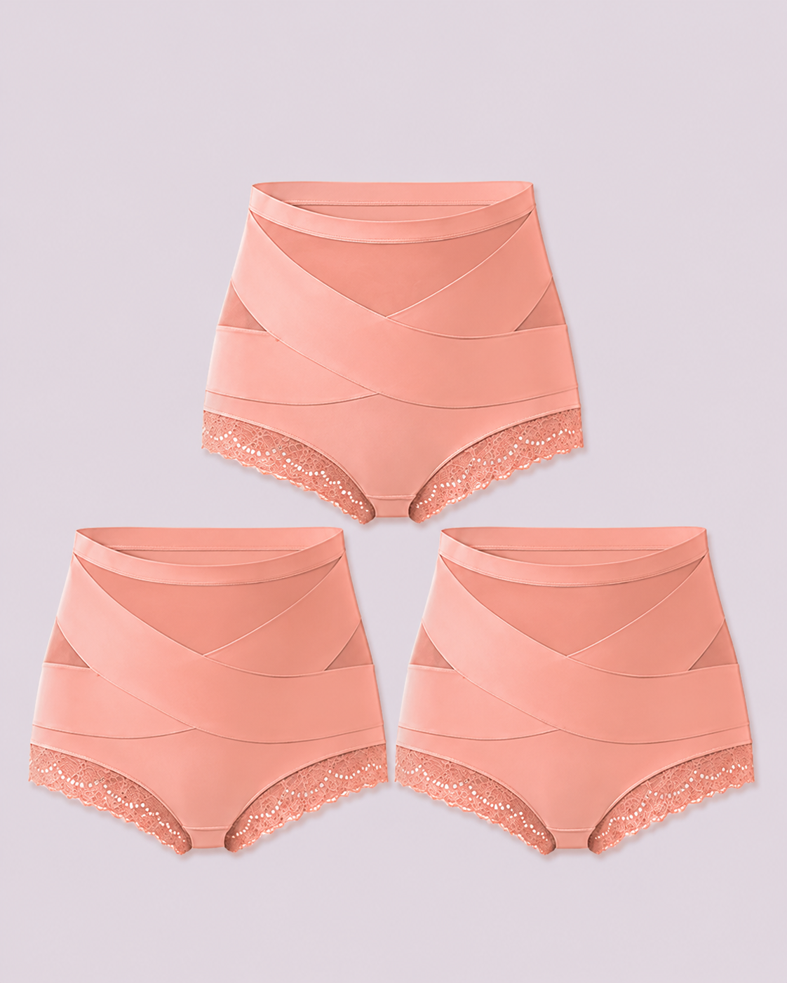 Tummy-Smoothing Crossover Mesh Lace Shaping Boyshorts