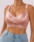 Wireless Lift Satin Wide-Strap Support Bra
