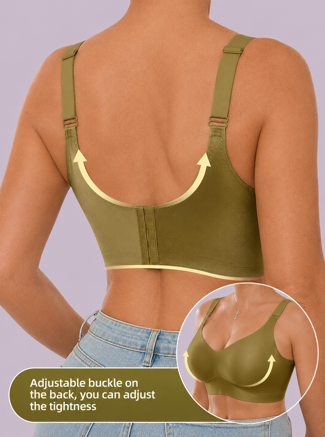 Wireless Lift Satin Wide-Strap Support Bra
