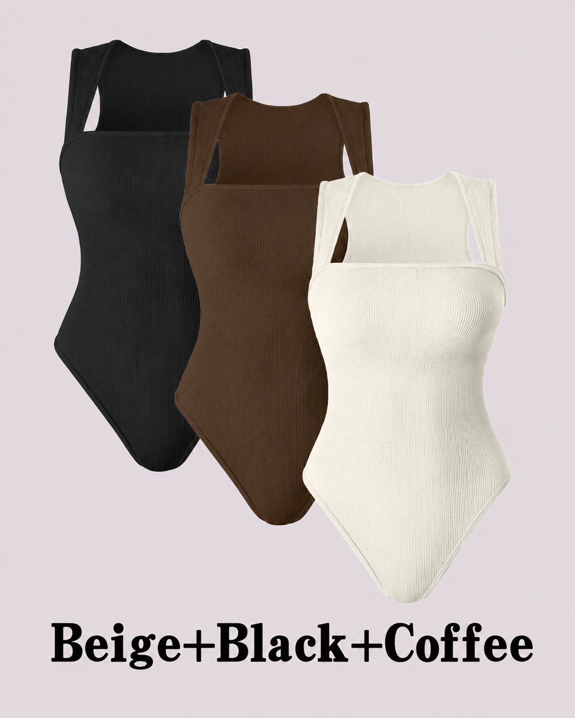 Flattering Slim-Fit & Ribbed Knit Square-Neck Bodysuit
