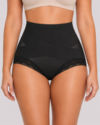 High Waist Tummy Control Lace Trim Shaping Panties