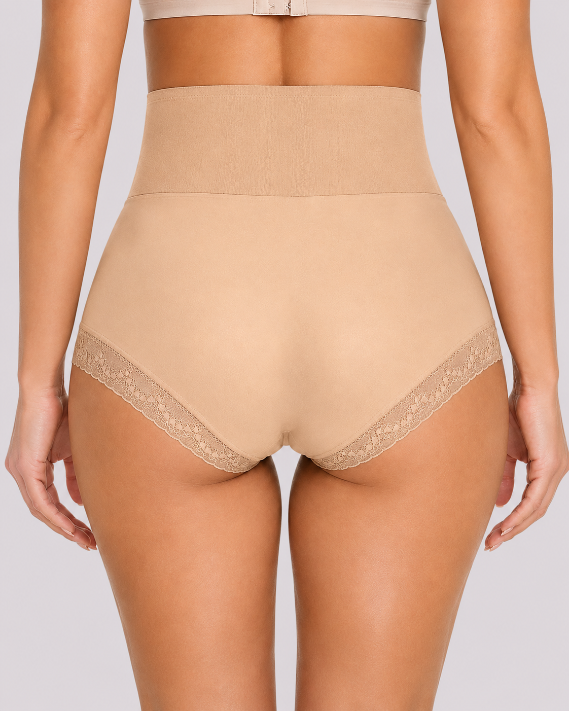 High Waist Tummy Control Lace Trim Shaping Panties