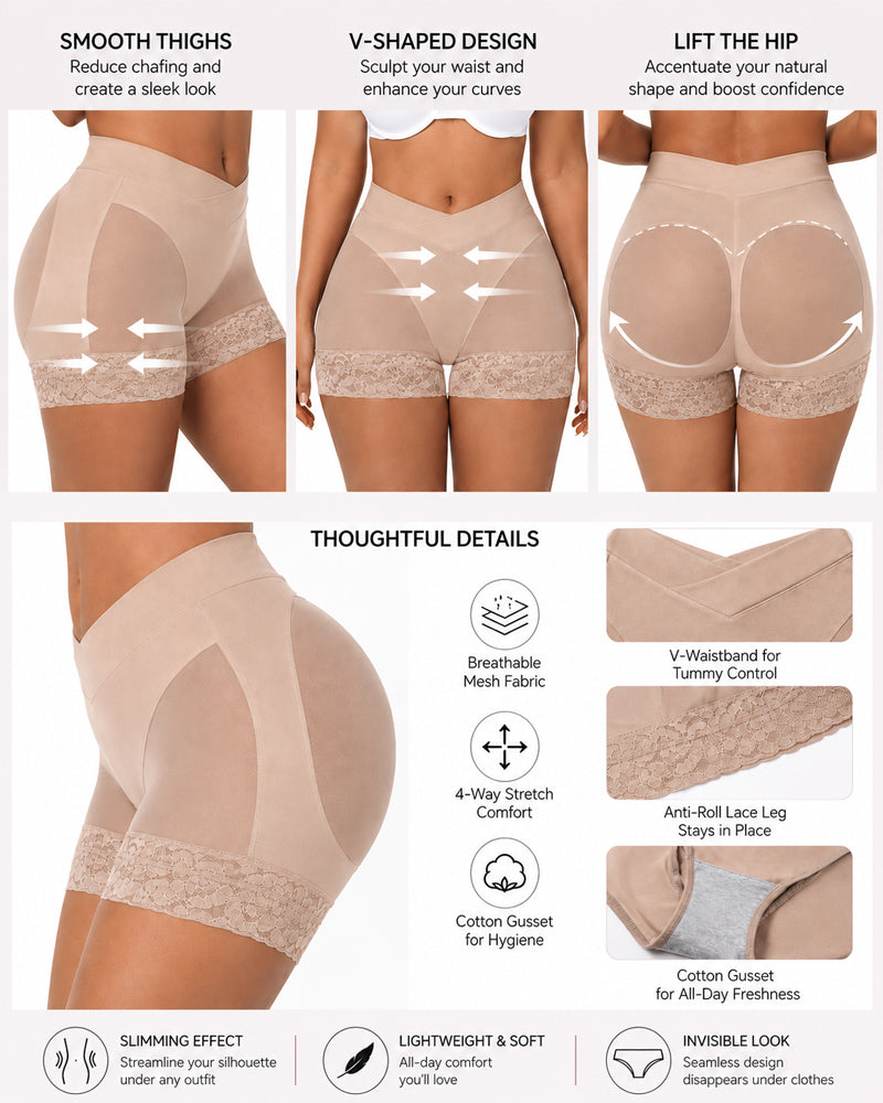 Seamless Butt Lifter Cross-Waist Lace Shaper Panty
