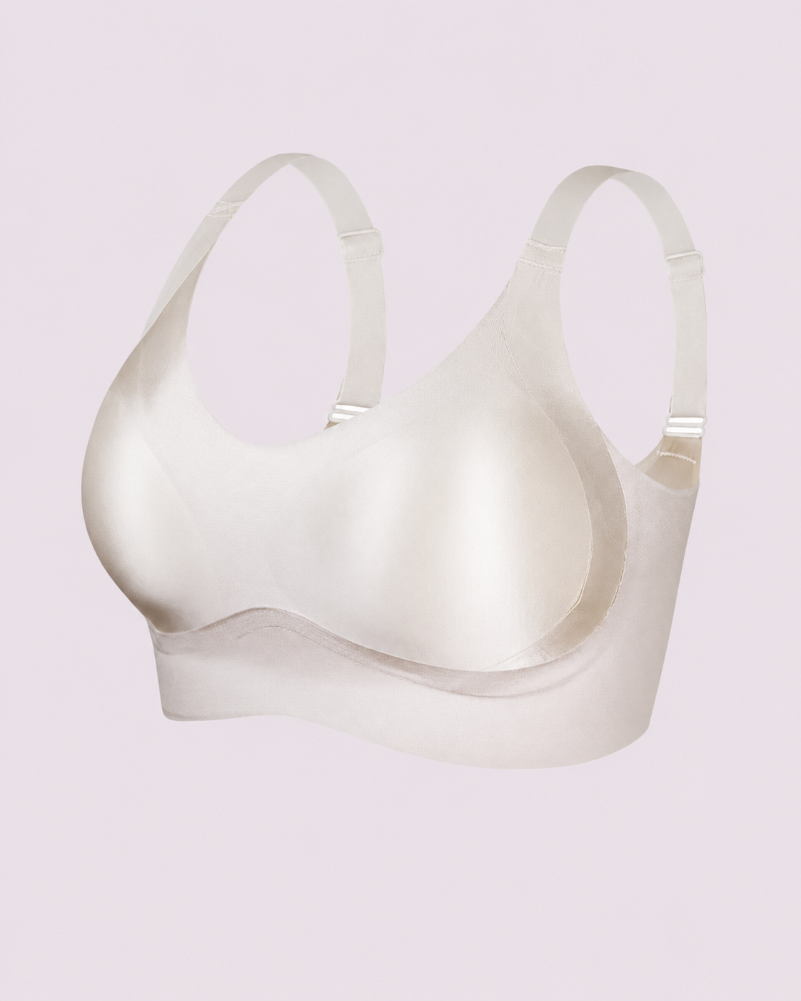 Wireless Lift Satin Wide-Strap Support Bra