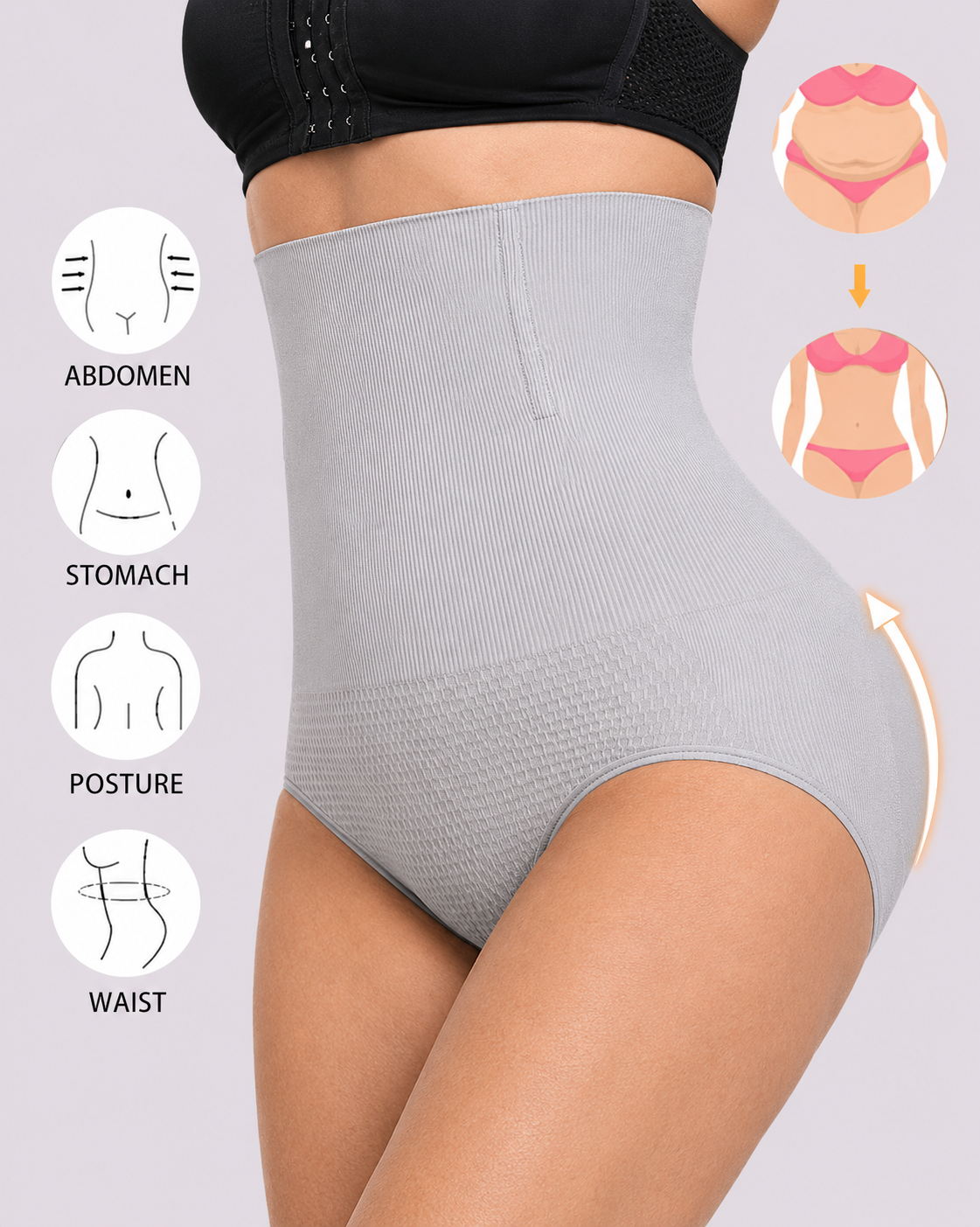 Waist-Slimming High-Rise Ribbed Butt-Lift Shaping Panties
