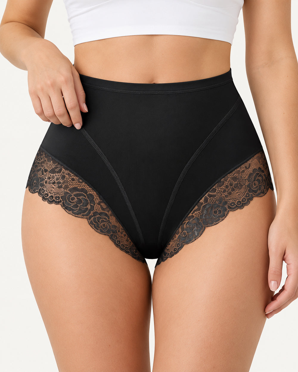 Floral Lace Trim Full Coverage Panties Main image