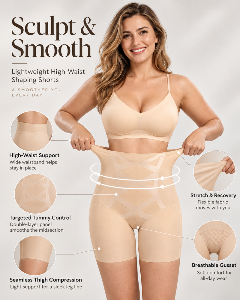 High-Waist Tummy Control Shaping Shorts