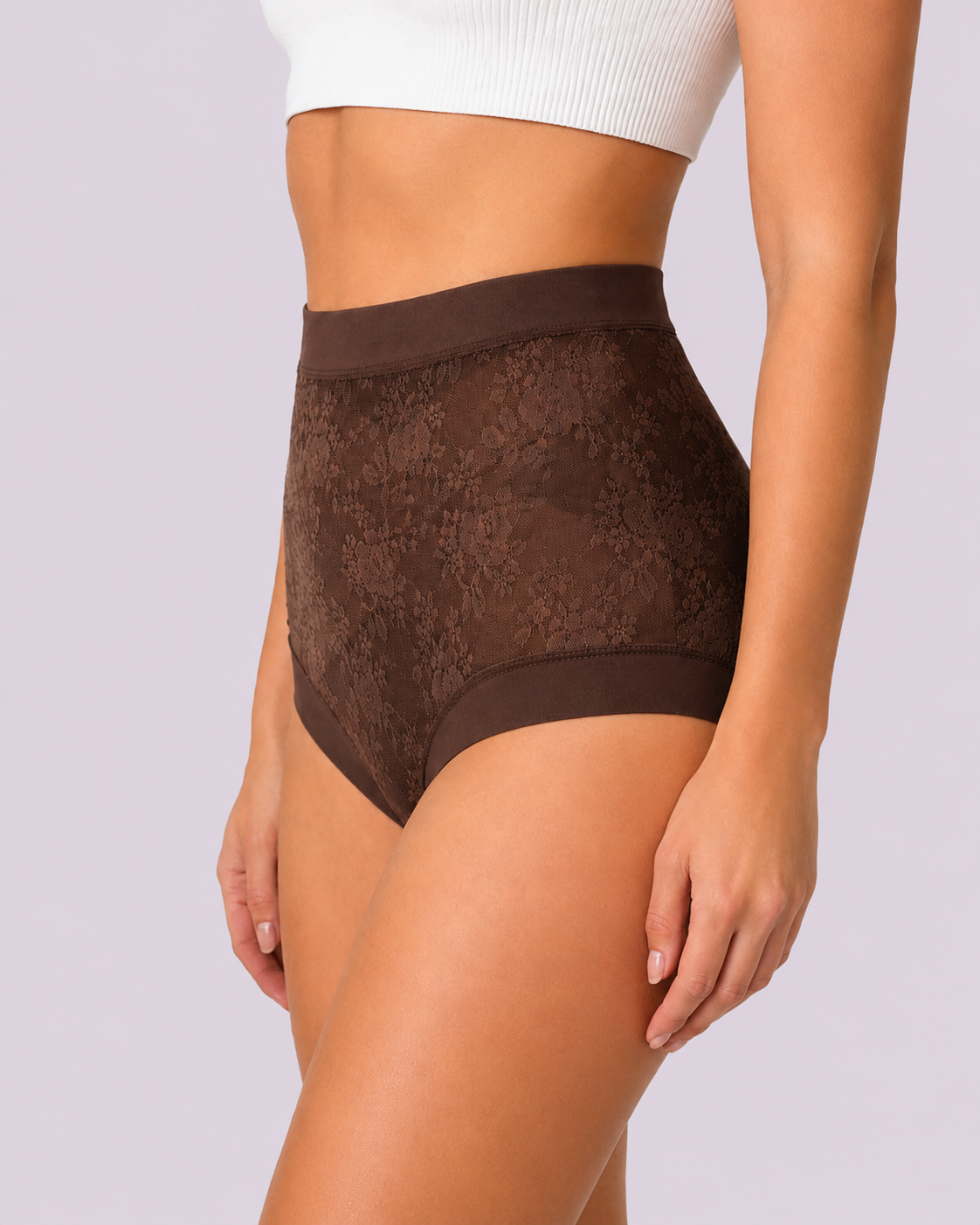 Tummy-Smoothing High-Waist Breathable Lace Briefs