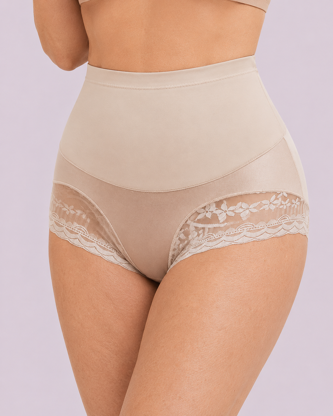 Tummy Control High-Waist Lace Panel Shaping Briefs
