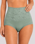 High Waist Tummy Control Lace Cotton Briefs