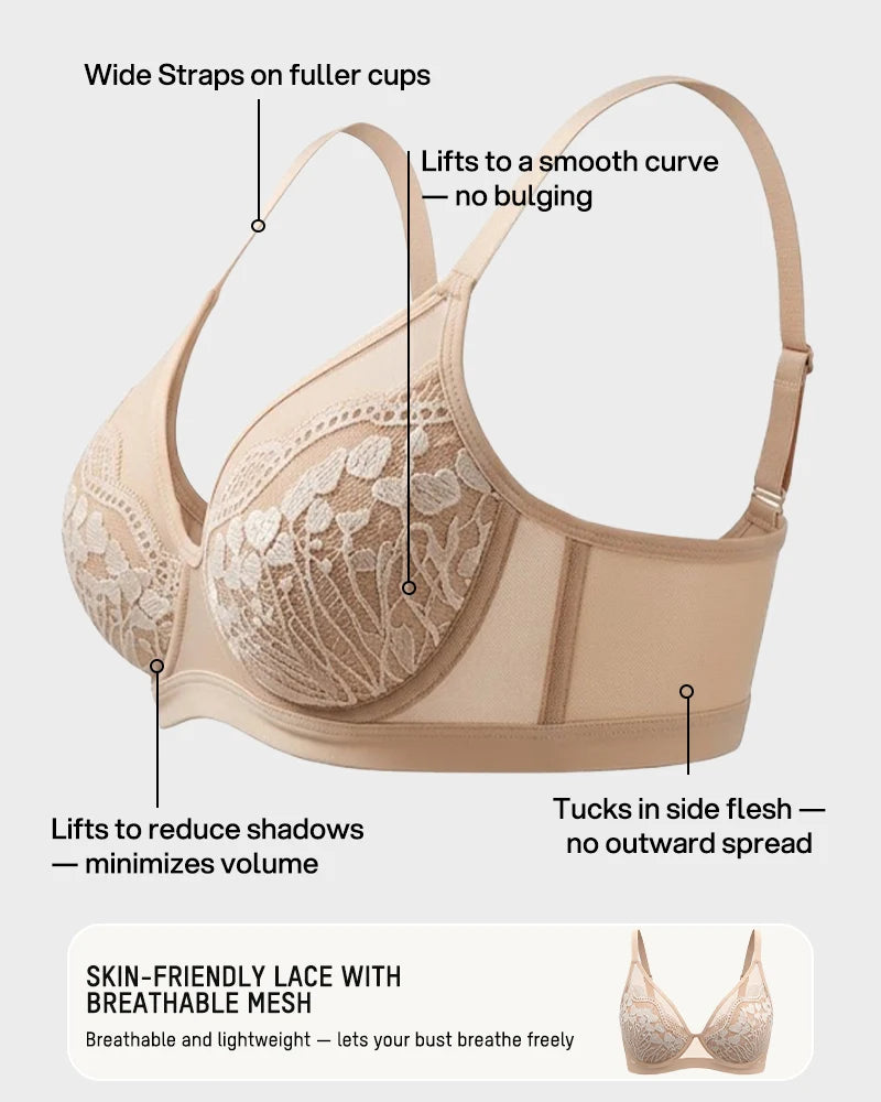 Floral Lace Plunge V-Neck Support Bra