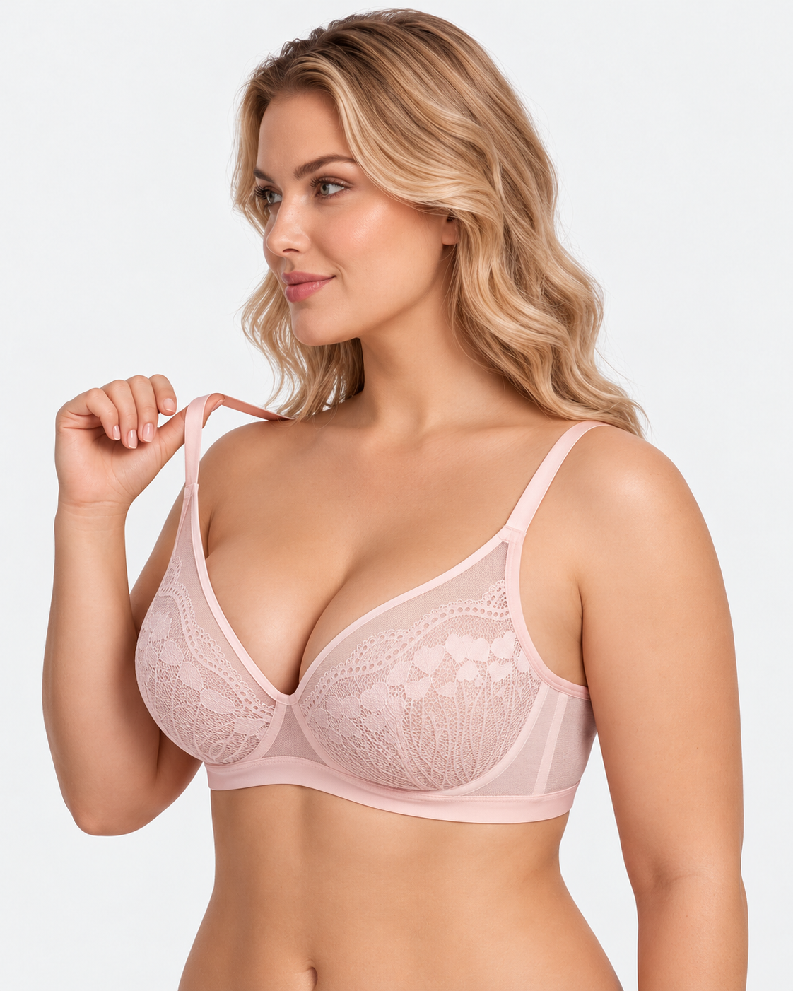 Floral Lace Plunge V-Neck Support Bra