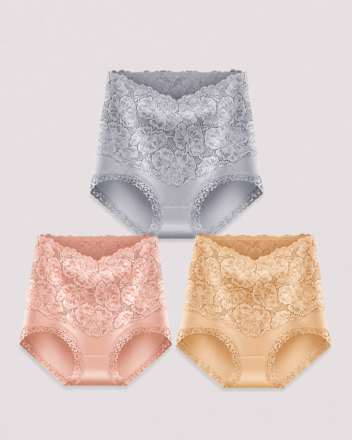 High Waist Tummy Control Lace Cotton Briefs
