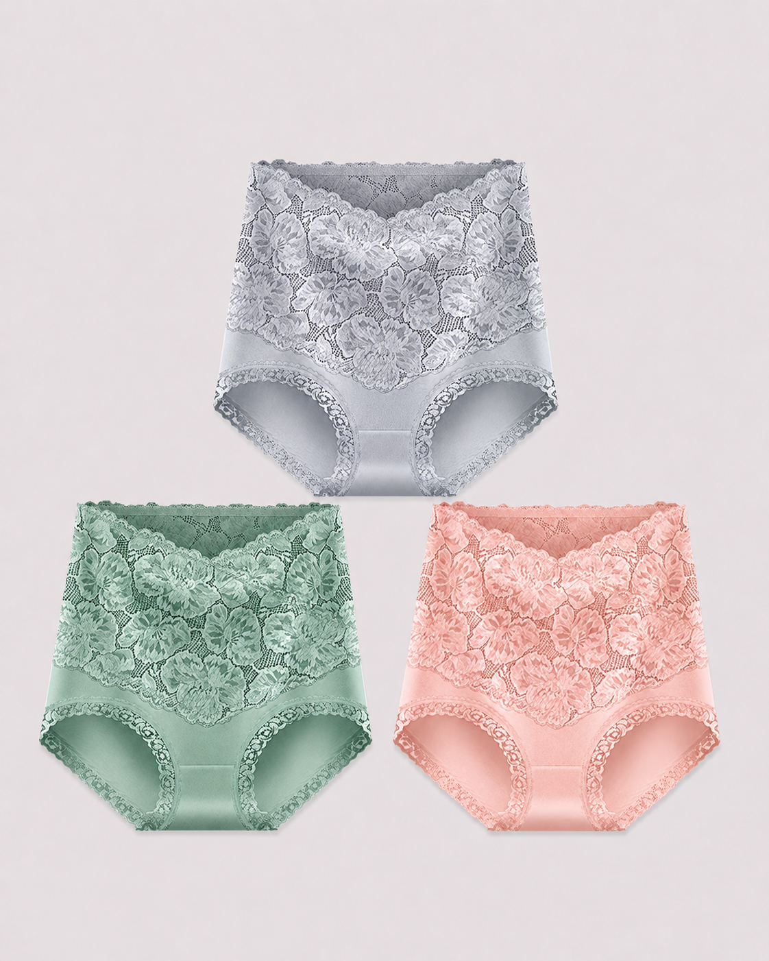 High Waist Tummy Control Lace Cotton Briefs