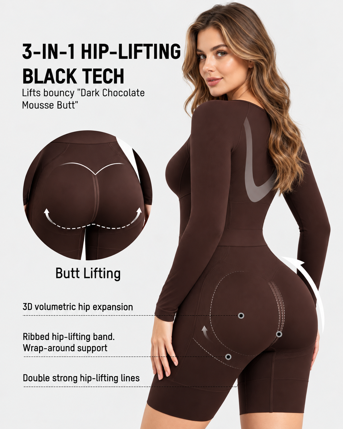 Long Sleeve Easy-Access Butt Lifting Bodyshaper