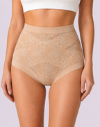 Tummy-Smoothing High-Waist Breathable Lace Briefs