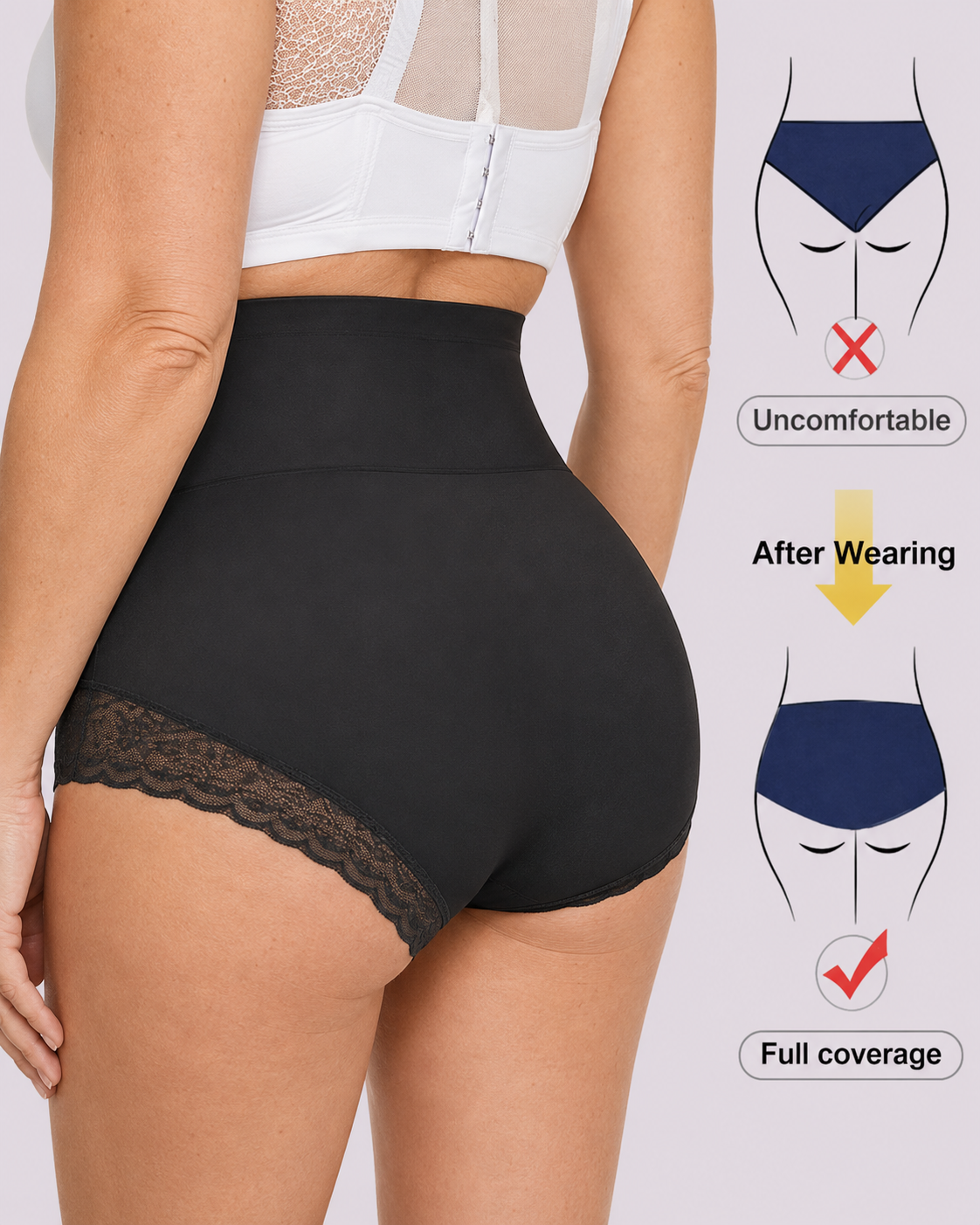 Tummy Control High-Waist Lace Panel Shaping Briefs