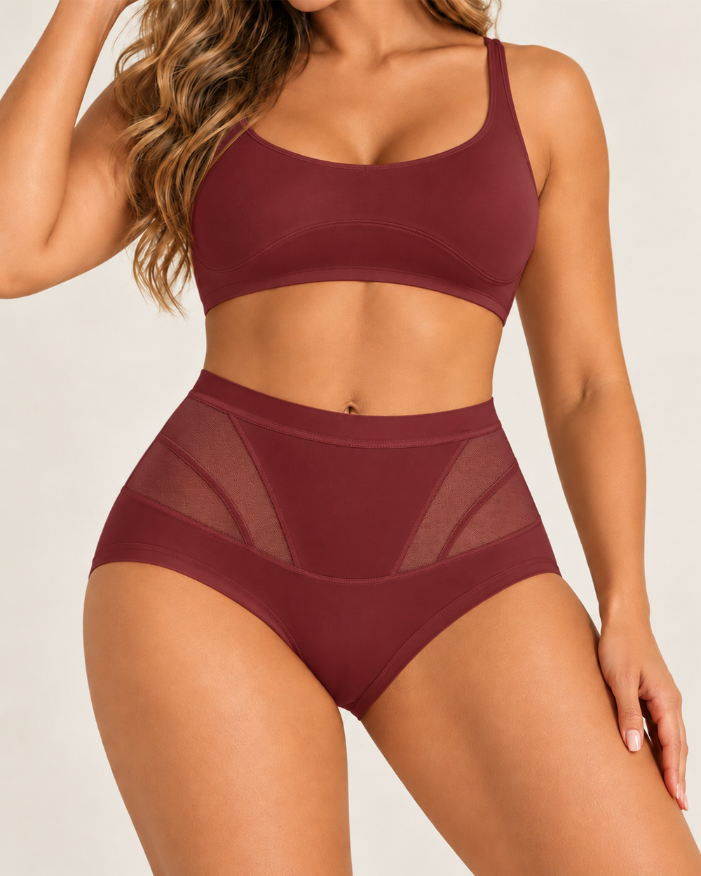 High-Waisted Tummy Control Mesh Shaping Panties
