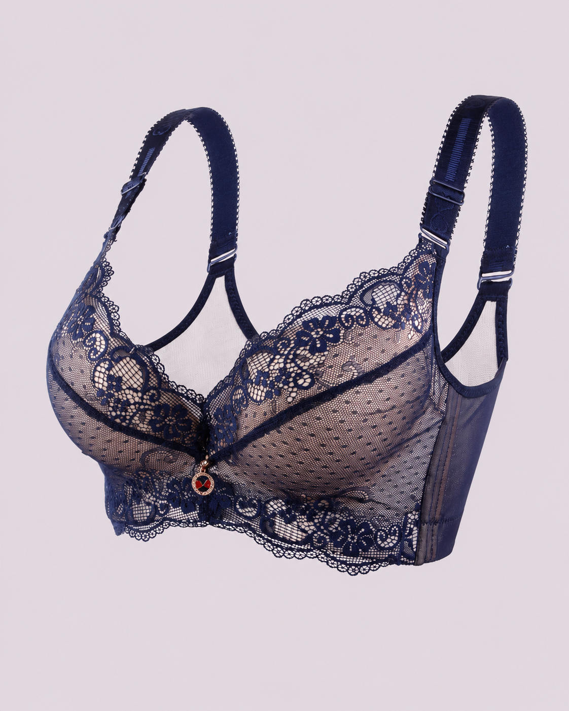 Push-Up Floral Lace Wide-Strap Support Bra