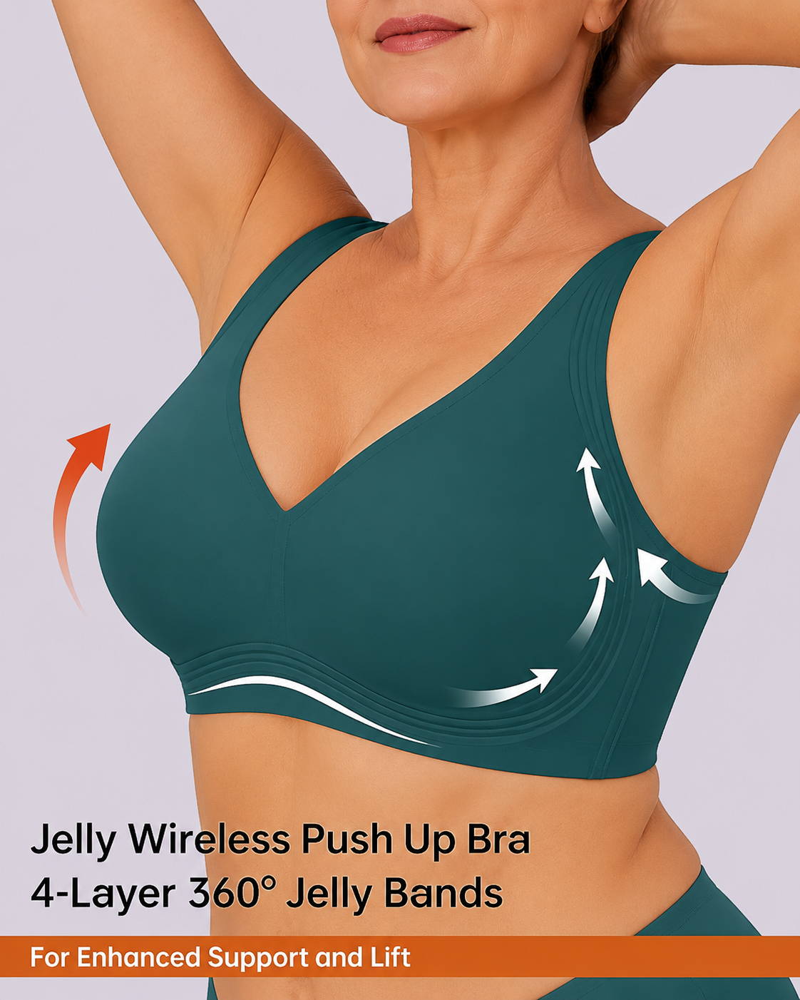 Wireless Lift Wide-Strap Seamless Jelly Support Bra