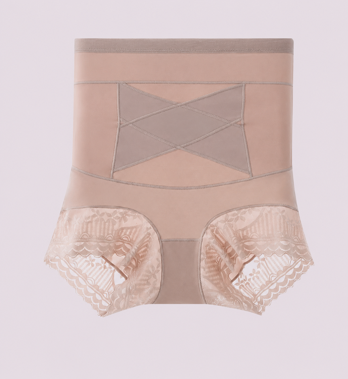 Tummy-Sculpting Cross-Compression High-Waist Lace Shaper Shorts