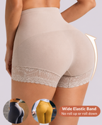 Tummy-Sculpting Cross-Compression High-Waist Lace Shaper Shorts