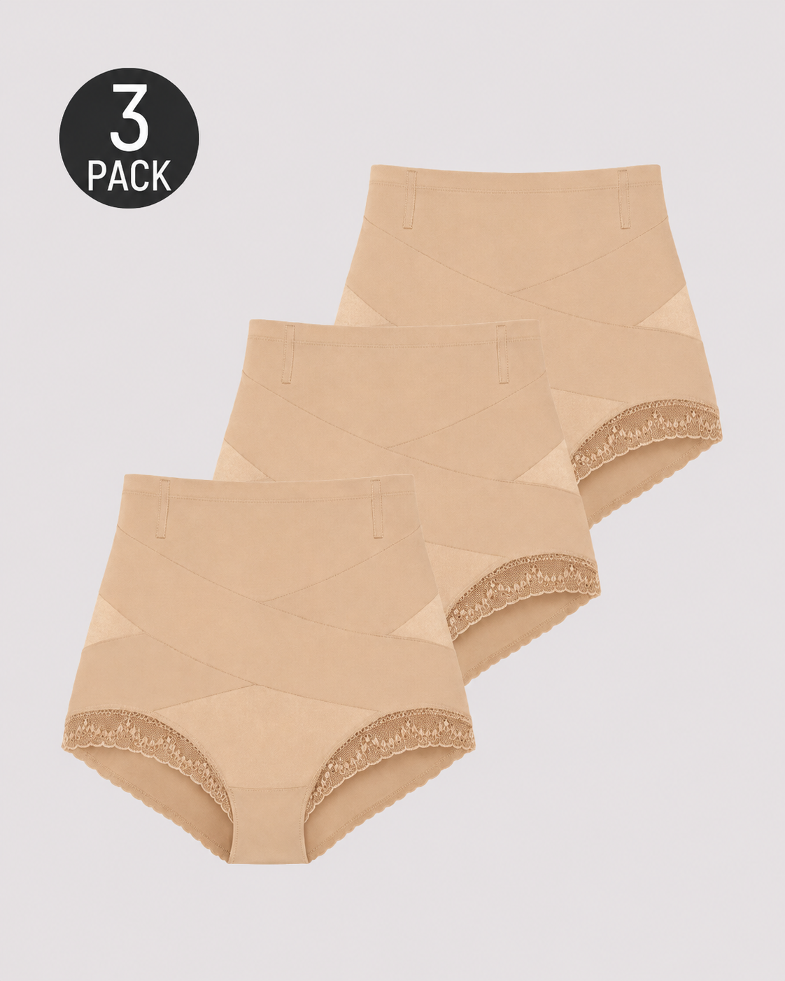 High Waist Tummy Control Lace Trim Shaping Panties