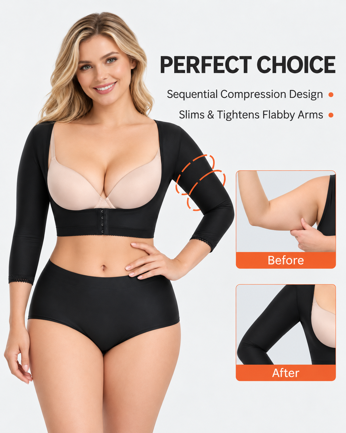 Arm Shaper Compression Sleeves with Front Closure