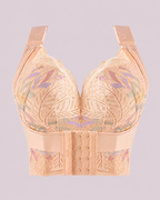 Front Closure Push Up Wireless Lace Embroidered Full Coverage Bra