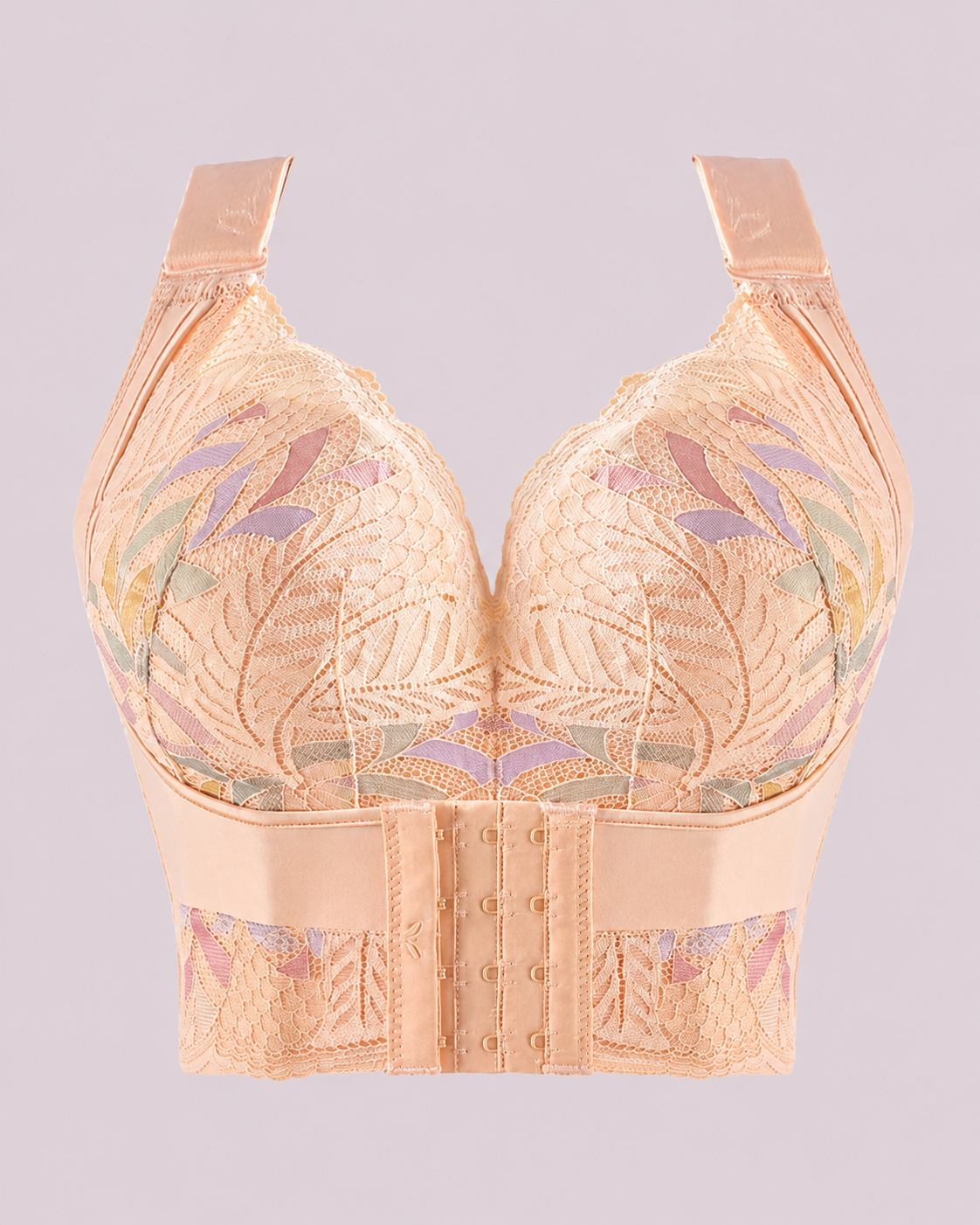 Front Closure Push Up Wireless Lace Embroidered Full Coverage Bra