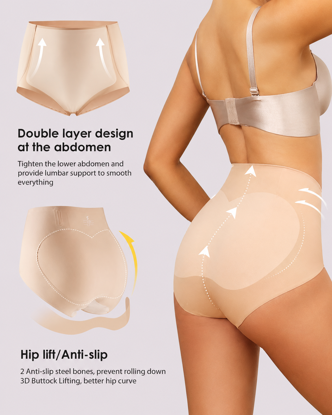 Butt-Lifting Double-Layer High-Waist Shaping Panties