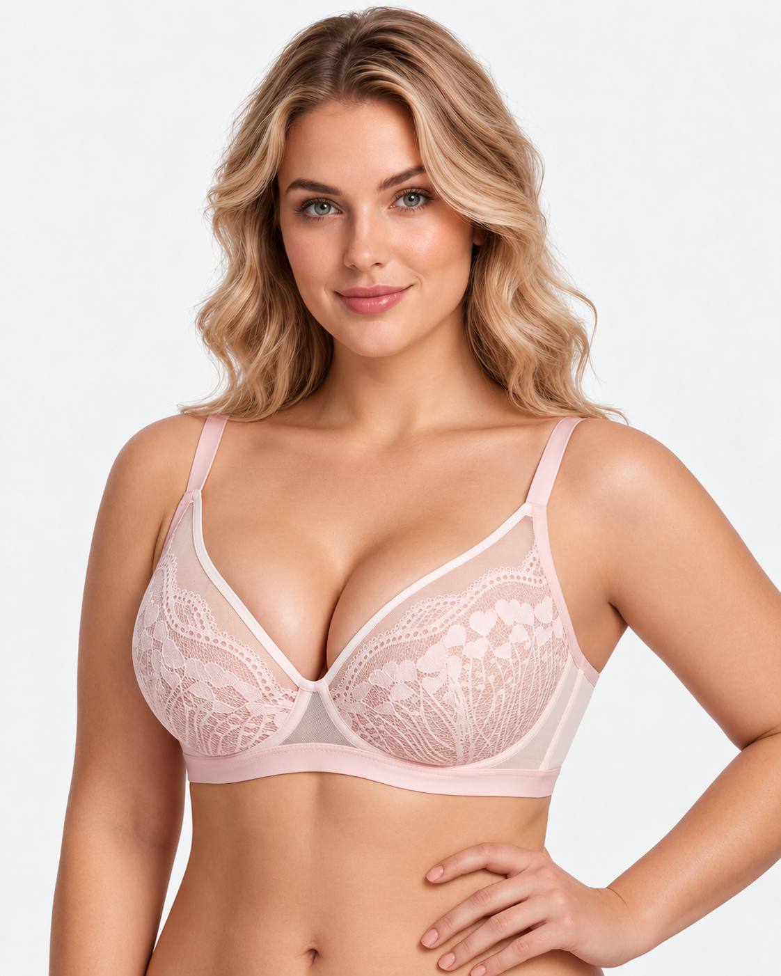 Floral Lace Plunge V-Neck Support Bra