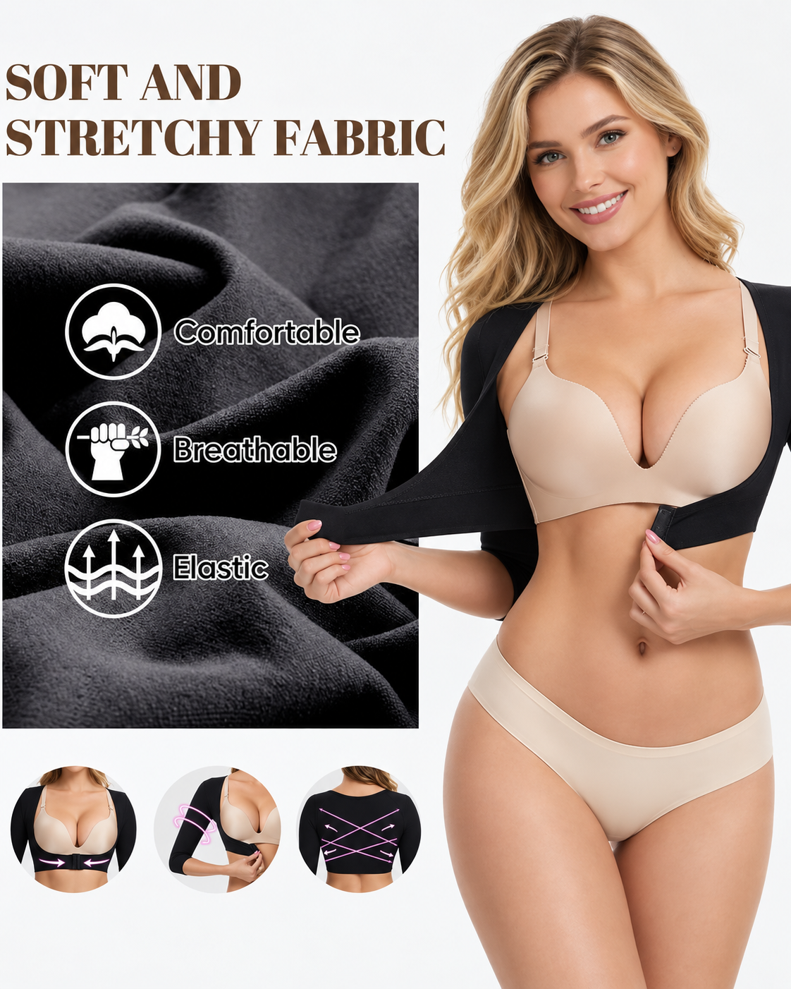 Arm Shaper Compression Sleeves with Front Closure