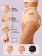 Tummy-Smoothing Crossover Mesh Lace Shaping Boyshorts
