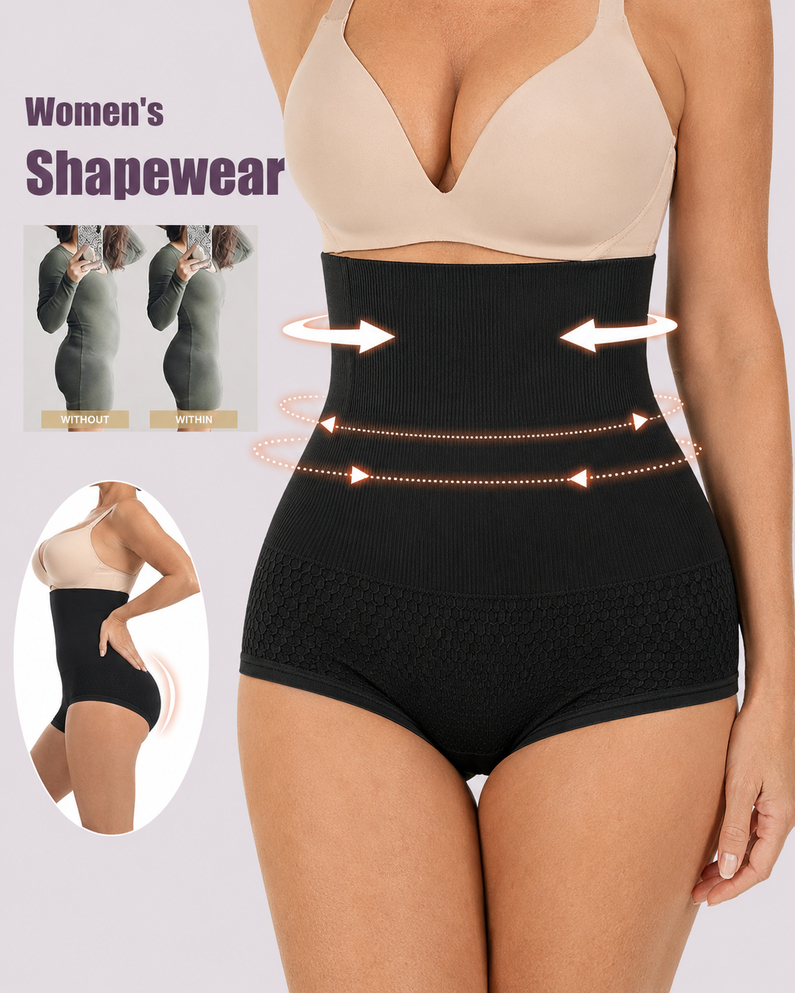Waist-Slimming High-Rise Ribbed Butt-Lift Shaping Panties