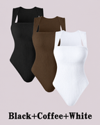 Flattering Slim-Fit & Ribbed Knit Square-Neck Bodysuit