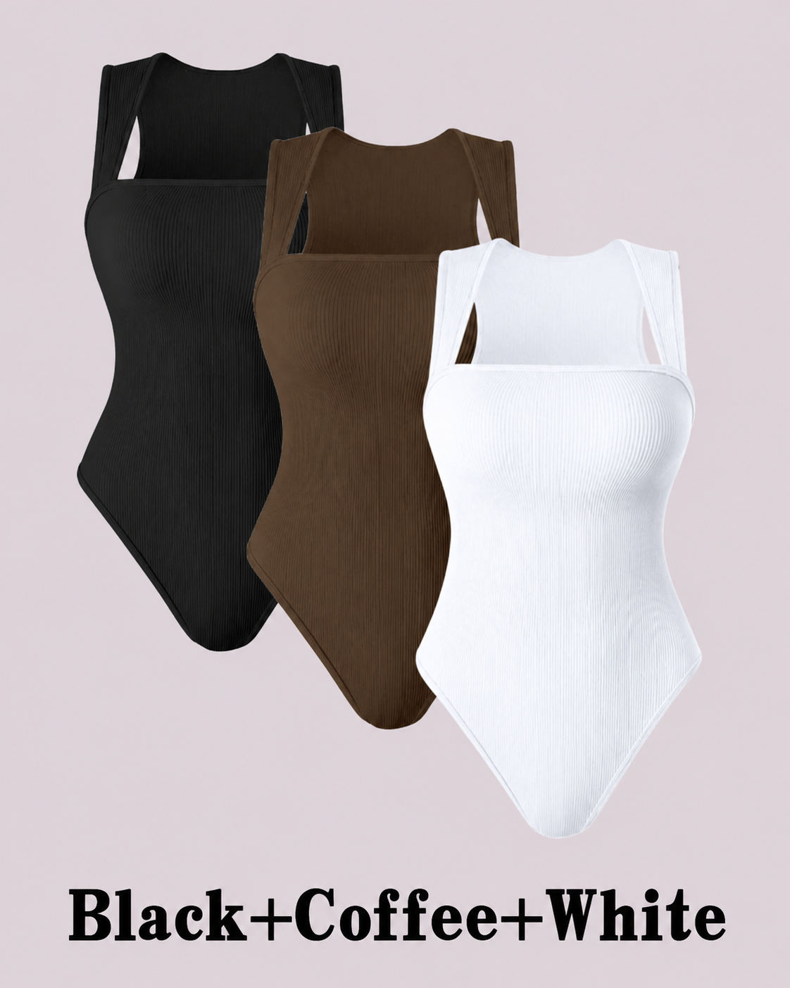Flattering Slim-Fit & Ribbed Knit Square-Neck Bodysuit
