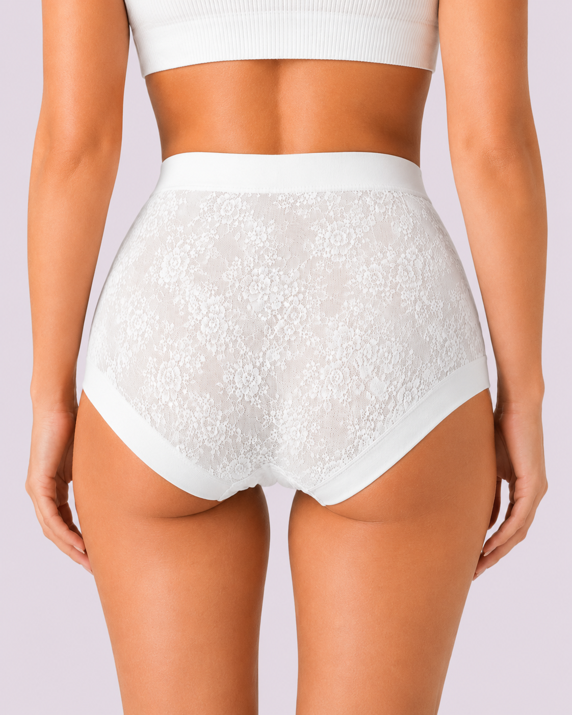 Tummy-Smoothing High-Waist Breathable Lace Briefs