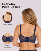 Push-Up Floral Lace Wide-Strap Support Bra