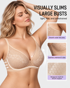 Floral Lace Plunge V-Neck Support Bra