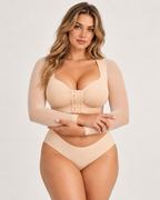 Back Smoothing Front-Closure Long-Sleeve Top