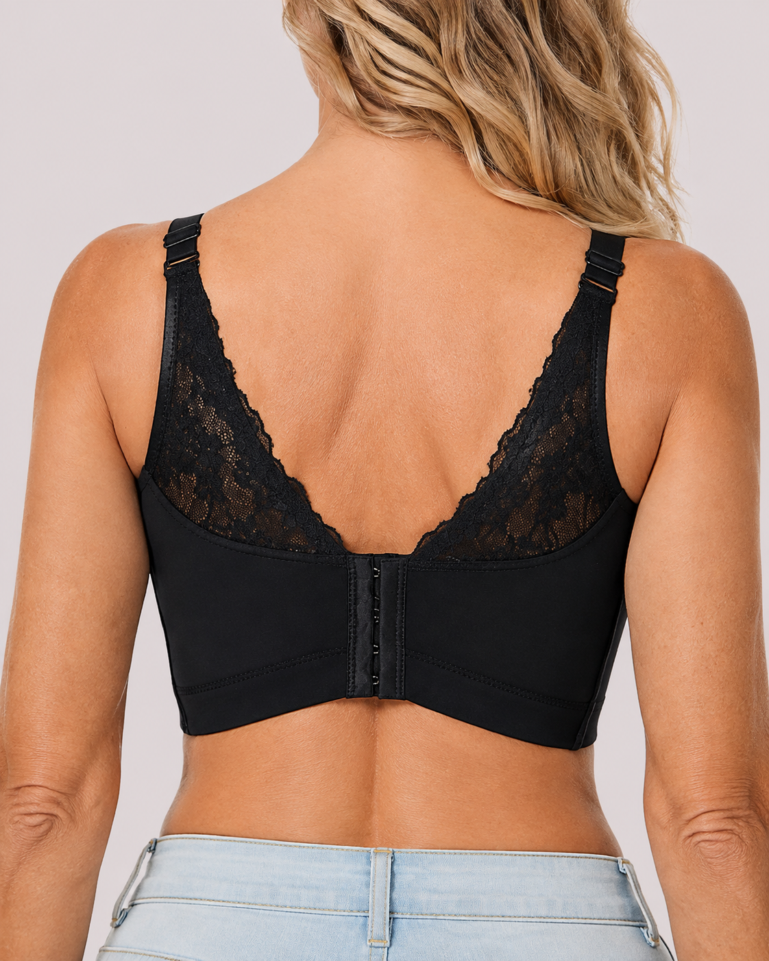 Push-Up Padded Floral Lace Longline Bra