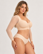 Back Smoothing Front-Closure Long-Sleeve Top